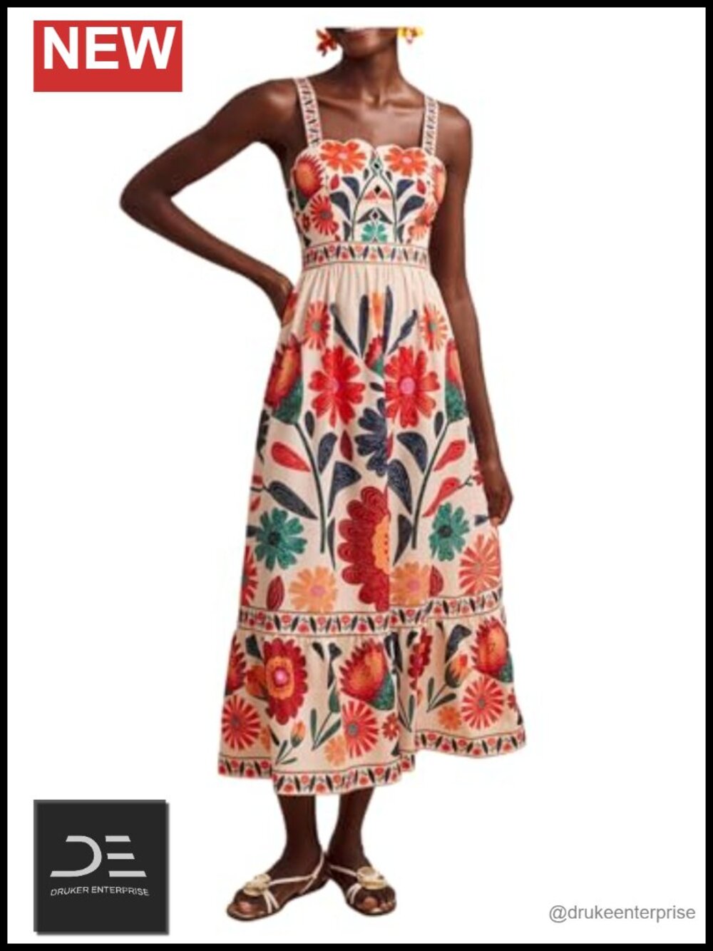 Boho Floral Cami Maxi Dress Spaghetti Strap Summer Vacation A-Line